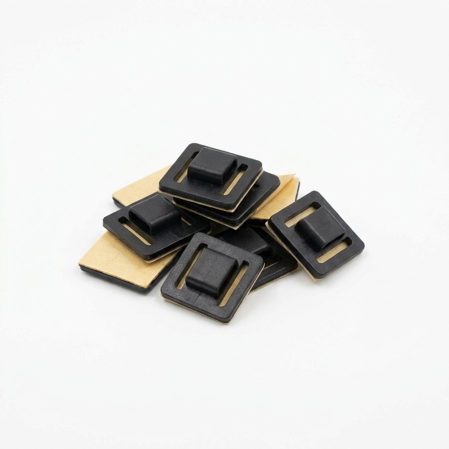 Samolepicí příchytka na stahovací pásky 12 × 12 mm, černá
